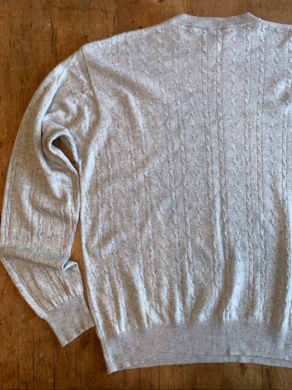 I Levrieri Italian Cashmere Silk Light Gray Cable-Knit Crewneck Sweater - Picture 11 of 16